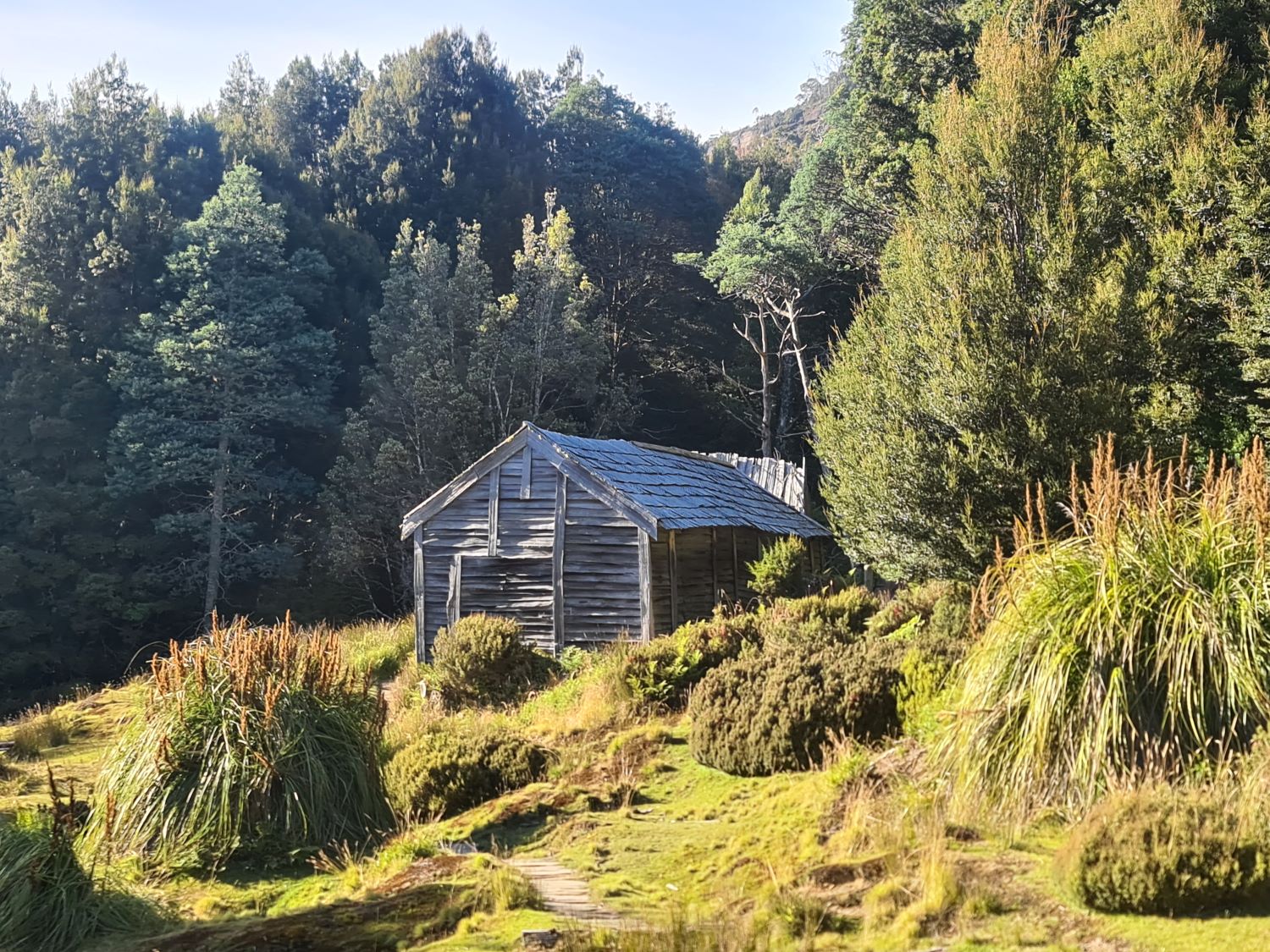 Du Cane hut peeks out as you enter the clearing.